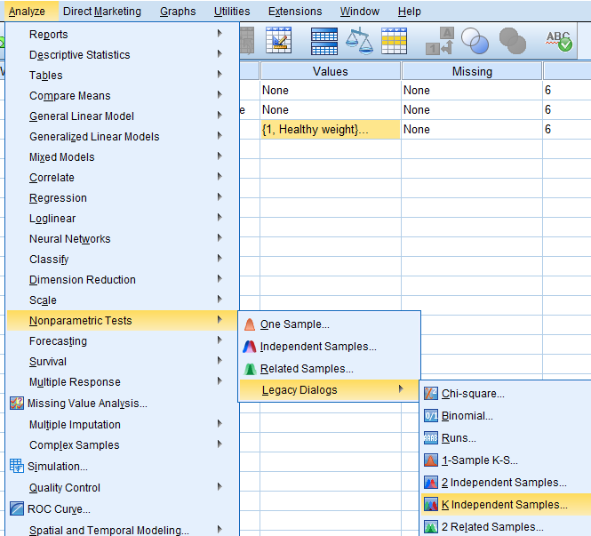 kruskal-wallis test in spss